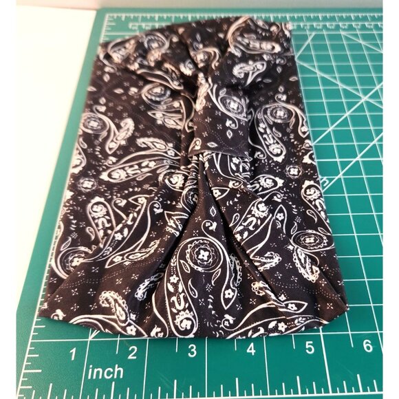 Black Paisley Knit Headwrap Hairband Soft Stretchy Headband Fabric Unisex Sweatb - Picture 7 of 8